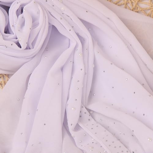 Luxury Diamond Hijab Shawl and Wraps For Evening Dress Shiny Rhinestones And Pearl Chiffon Scarf For Muslim Women4