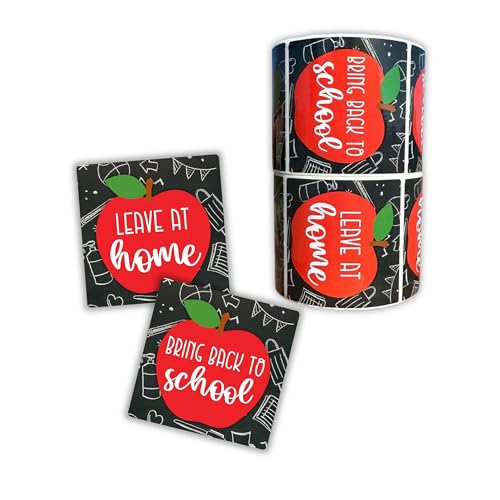 Autocollants Keep at Home Bring to School pour dossiers de classe - Rouleau de 250 étiquettes 5x5 cm