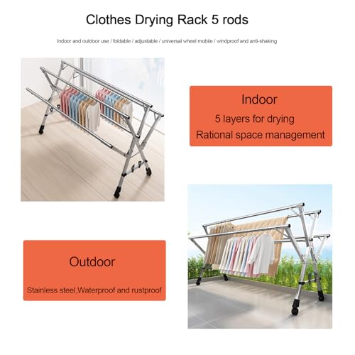Étendoir à linge robuste pliable contre le vent avec 20 crochets - 2