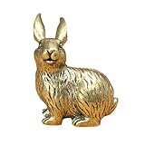 Brass Animal Rabbit Statue Desktop Ornament, Retro Zodiac Rabbit Figurine Miniature Home Bonsai Decorations Sand Table Crafts Study Paperweight Accessories