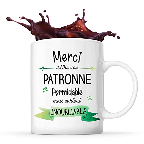 Planetee Mug Merci Patronne Inoubliable Femme | Tasse Idée Cadeau Collègue Travail Retraite