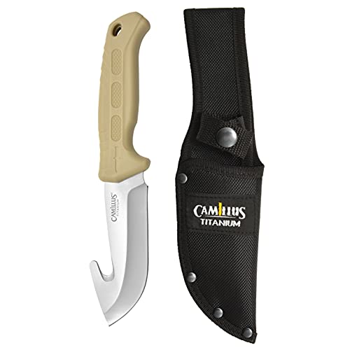 Camillus 9.5" Roto Fixed Blade Gut Hook Knife, Tan #TOP3