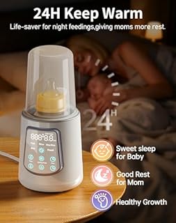 12 in 1 Fast Baby Bottle Warmer with Even Heating No Hot Spots, Night Mode, Sterili-zing, Constant Temp Milk Warmer for Breastmilk & Formula, Fits All Bottles Grey
