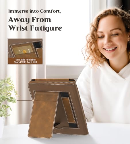 Image of MoKo Case for All-New 6 inch Kindle(11th Generation, 2024 /2022 Release) /(10th /8th Gen, 2019 /2016), Ultra Lightweight PU Shell Cover with Auto Wake /Sleep for Kindle 2024, Brown