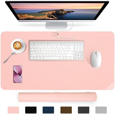AECCN Leather Desk Mat - Premium Office Desk Pad Protector, PU Leather Desk Blotter Pad, Ultra Soft Waterproof Mouse Mat for Home Office Accessories (Truffle Grey 60 X 35 cm)