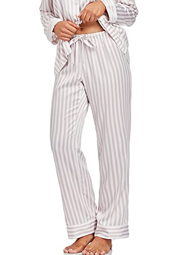 Image of Serenedelicacy Women's Satin Pajama Set Long Sleeve Button Down Sleepwear 2-Piece Silky Pj Set