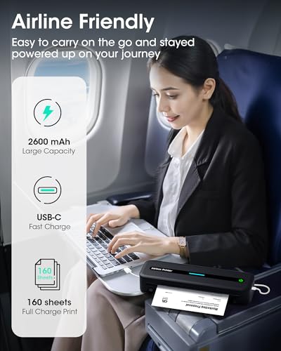 Image of Itari Portable Printer for Travel with Case and 4 Rolls Paper, Inkless Thermal Printer, Support 8.5 inch x 11 inch A4 & US Letter, Wireless Compatible with iPhone, Android, Laptop, Black