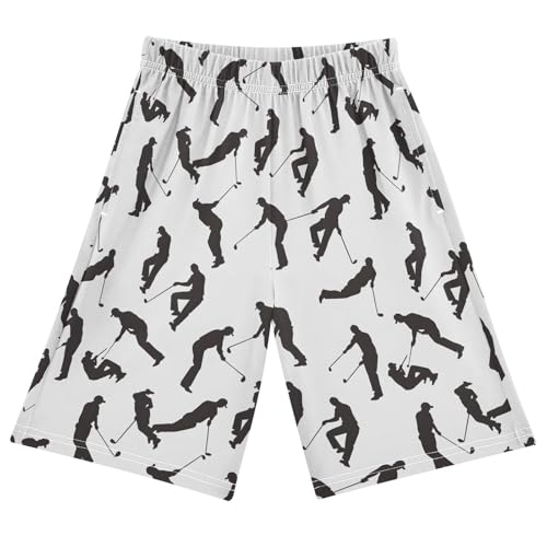 ALAZA Black Ice Hockey Player White Pajama Shorts Elastic Waist Casual Sleep Shorts with Pockets Size 6-14