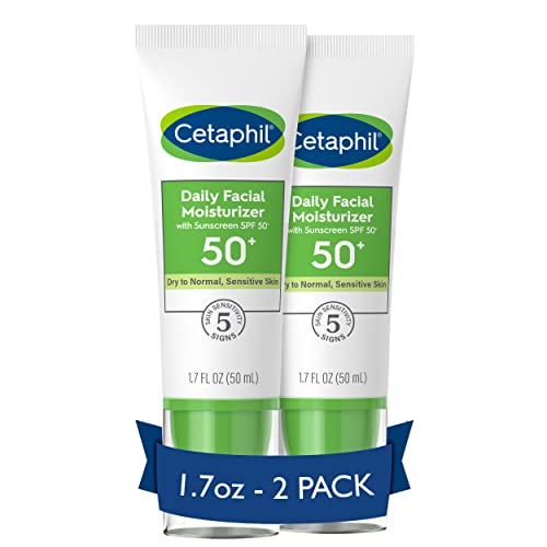 CETAPHIL Daily Facial Moisturizer SPF 50, 1.7 Fl Oz (Pack of 2), Gentle Facial Moisturizer For Dry to Normal Skin Types, No Added Fragrance, Dermatologist Recommended (Packaging May Vary) #1