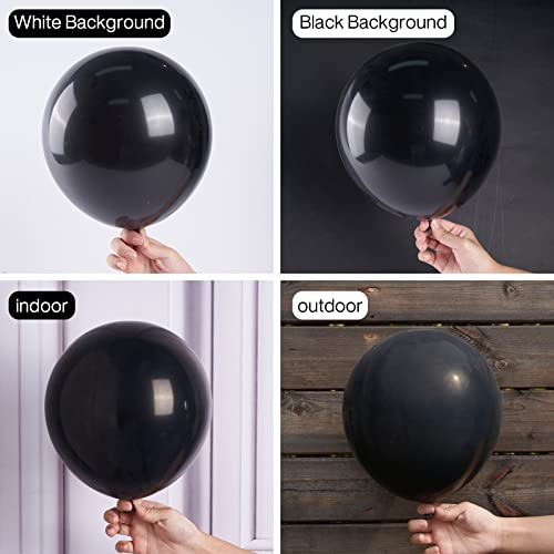Image of PartyWoo Black Balloons 50pcs Matte Latex Helium Balloons 12 Inch (Pack of 2)