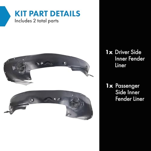 Image of TRQ Driver and Passenger Side Inner Fender Liner Set Compatible with 2006-2011 Buick Lucerne