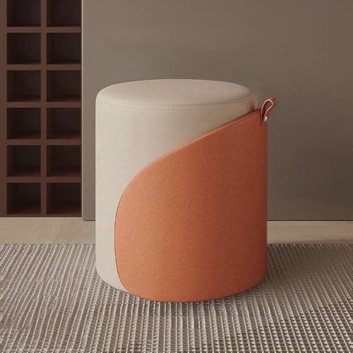 Taburete otomano redondo con cojín suave y función de rotación para sala de estar, dormitorio, dormitorio, espacios pequeños