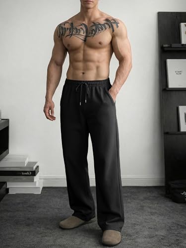 Image of JMIERR Men's Casual Baggy Pants Lightweight Wide Leg Lounge Travel Pants Streetwear with Pockets