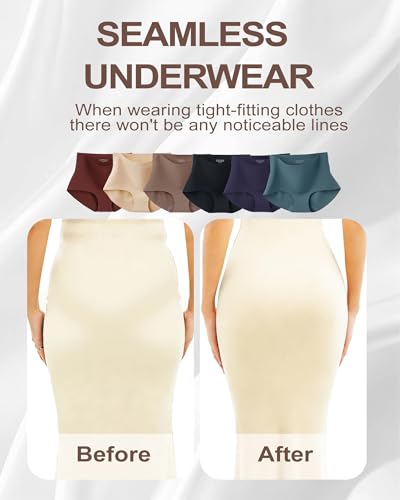 ALVEIATSS Seamless Underwear for Women Tummy Control High Waisted Panties Soft No Show Full Coverage Briefs (6 Pack) Black — view 2