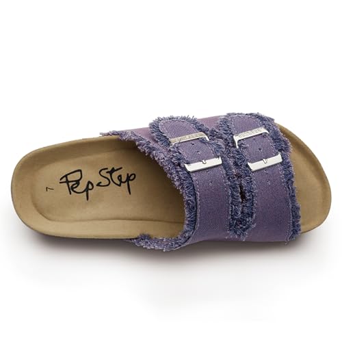Image of PepStep Slide Sandals for Women with Soft Cork Footbed and Strap, Ladies Fashion Platform Slide Sandals Comfortable Slip On Style