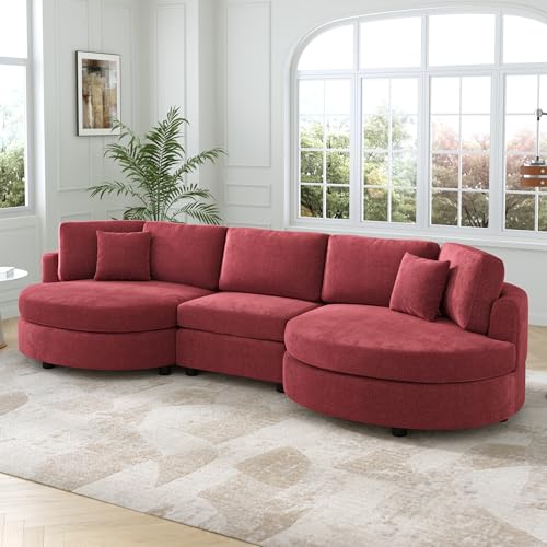 GDFStudio Curved Chenille Sofa with 7.5" Thick Cushions, Modern Upholstered