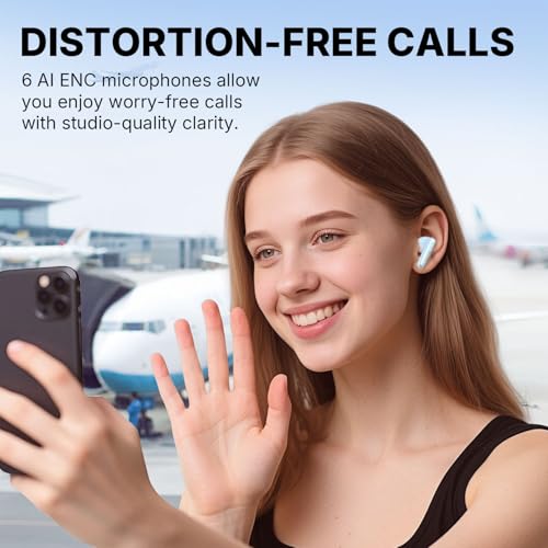 Image of EarFun Air Pro 4i Noise Cancelling Wireless Earbuds, 2025 VGP Award, Hi-Res Sound with LDAC, 6 Mics AI ENC Clear Call, 40H Playtime, Multipoint Connection, Bluetooth 5.4, Wireless Charging, White