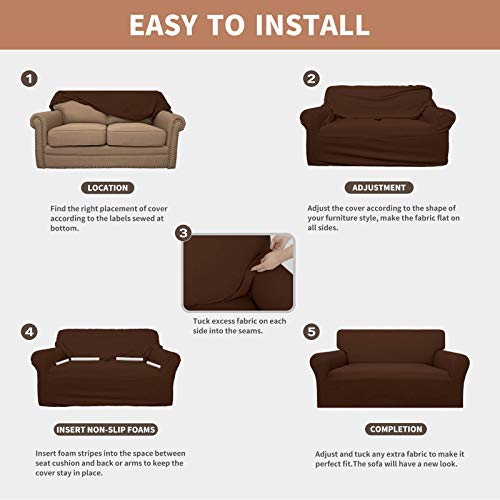 Image of Easy-Going 100% Waterproof Couch Cover, 3 Cushion Oversized Sofa Cover | Leakproof Sofa Slipcover, Stretch Jacquard Furniture Protector Against Stain Spill from Kids, Pets, Dog, Coffee