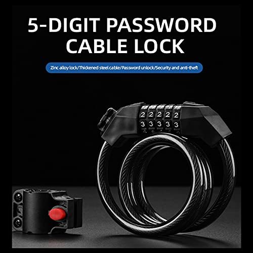 Image of NIKAVI M3 Bicycle Five-Digit Code Lock - Mountain Bike Color Wire Security Anti-Theft (Black)