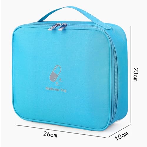 Image of Large First Aid Bag Empty, Portable Travel Pill Bag Double Zipper First Aid Pouch with Handle for Family Outdoors Hiking Camping Car Office Workplace (Blue)