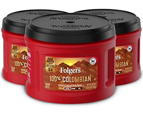 Image of Folgers 100% Colombian Medium Roast Ground Coffee, 20.6 Ounces (Pack of 3)