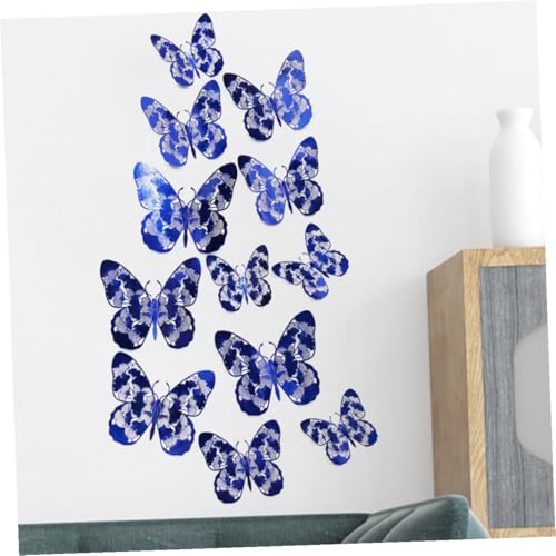Sticker decorativo 3D de mariposas azul removible miniatura 4