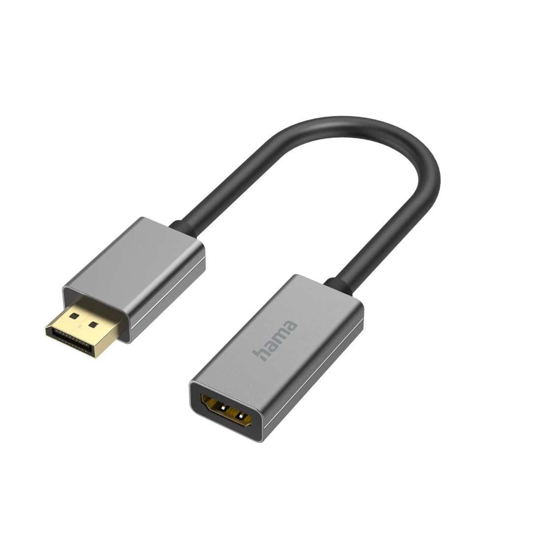 Hama DisplayPort auf HDMI Adapter, 4K Ultra HD 60 Hz (Adapter mit Display Port Stecker und HDMI Buchse zum Anschluss von PC, Laptop an Bildschirm, TV, Beamer, edles Gehäuse aus Aluminium, Konverter)