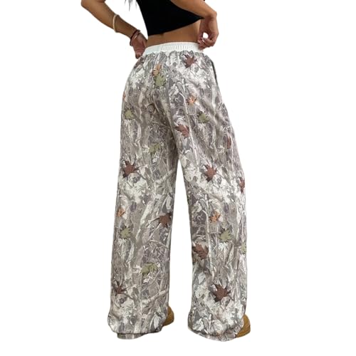 Image of Camo Pants Women Wide Leg Sweatpants Baggy Y2K Camoflage Pants Elastic Waisted Loose Casual Lounge Trousers Joggers