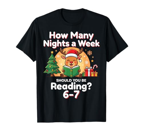 Funny Reindeer Reading 67 Meme Christmas Teacher Book Lover T-Shirt