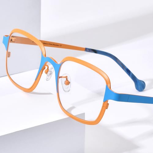 Image of FONEX Colorful Pure Titanium Glasses Frame Women Retro Round Eyeglasses