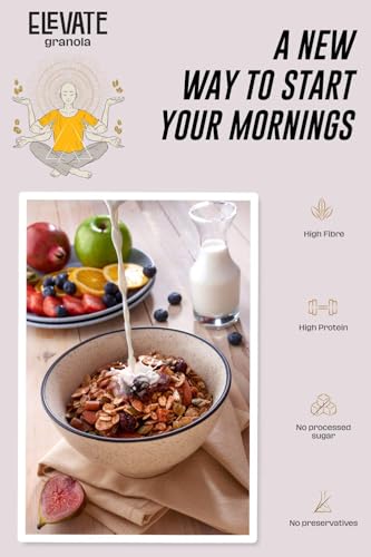 Image of Elevate Granola Almond & Seeds 600g | Oats, Almonds & Seeds Mix | High Protein & Fibre | No Added Sugar & Preservatives | Vegan Healthy Breakfast Cereal & Snack