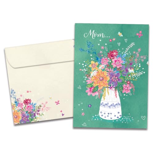 Tree-Free Greetings - Birthday Card - Artful Designs - 1 Greeting Card + Matching Envelope - Made in USA - 100% Recycled Paper - 5 x 7 - Mom Bouquet (GO69851)