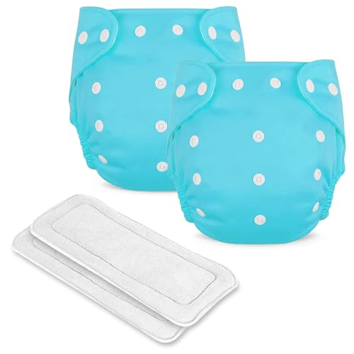 Image of GLUN Reusable Baby Cloth Diapers Combo, Pack of 2 Shiny Blue Colour Comfort & Protection, Leakproof & High Absorption
