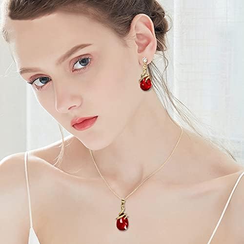 Jewellery sets for women Snake Teardrop Pendant Bridal Necklace and earring Sets 14K Gold PlatedGold Embellished with Opal Fashion Wedding Crystal Jewelry Set Gift for Birthday