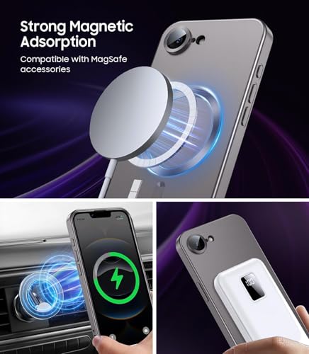 Image of DIZORO Magnetic Case for iPhone 17e / iPhone 16e Case [Compatible with MagSafe][Built-in Camera Lens Protector] Slim Soft Silicone Bumper Shockproof Metallic Luster Back Cover Phone Case (Space Grey)