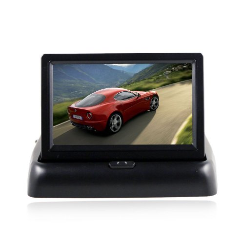 BW® 4.3 Inch Folding TFT LCD Car Rear View Reverse Color Camera Monitor 2CH Video Input Supports Car DVD/VCD Black