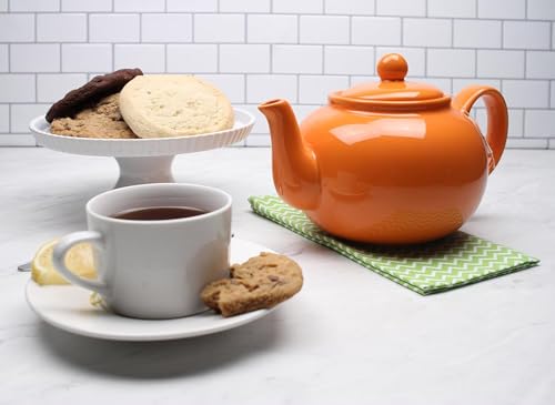 Théière en grès 6 tasses en céramique durable orange mandarine