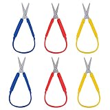 JDGEU 6-teilige Schlaufenschere, Bunte Griffschere, Schlaufengriff, selbstöffnende Schere for Kinder und Erwachsene mit besonderen Bedürfnissen/40