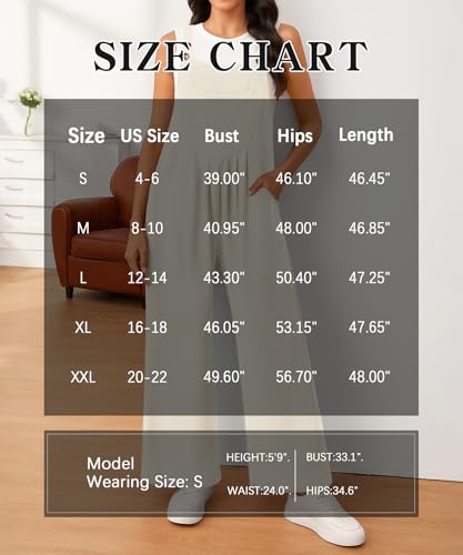 NILOUFO Women Summer Wide Leg Bib Overalls - Casual Loose Jumpsuits Baggy Rompers with Pockets Adjustable Strap(Beige, Medium) — view 6