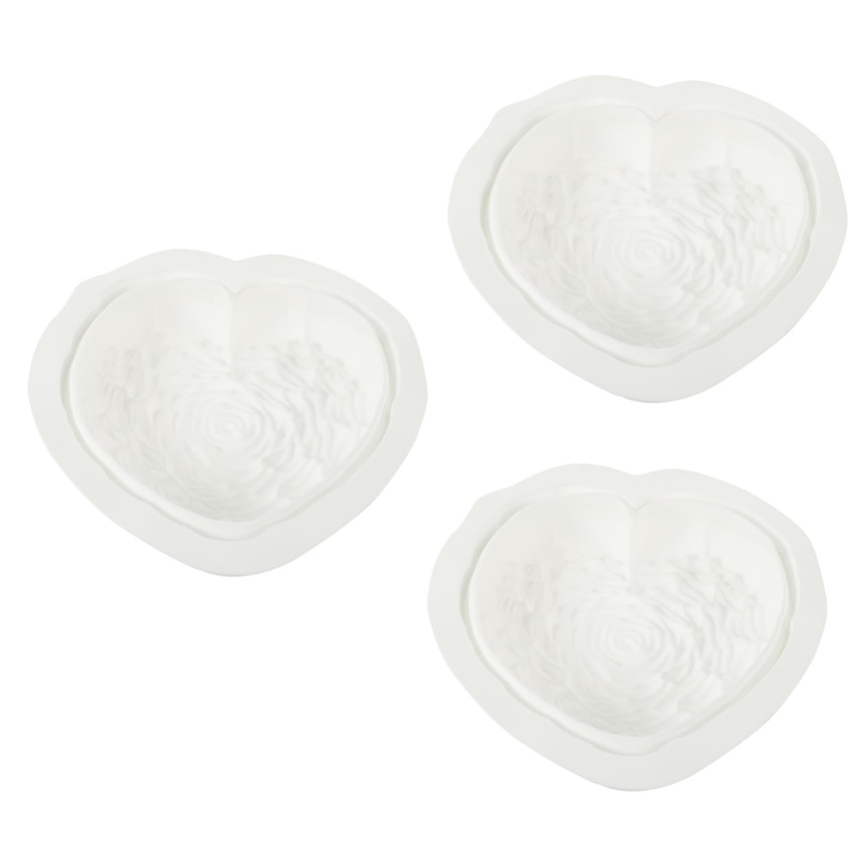 ULTECHNOVO 3 Pezzi Muffa Della Rosa Dell'amore Per Dolci a Forma Di Cuore Tortiera a Forma Di Cuore Stampo Di Cioccolato Muffa Riutilizzabile Bianca Gel Di Silice