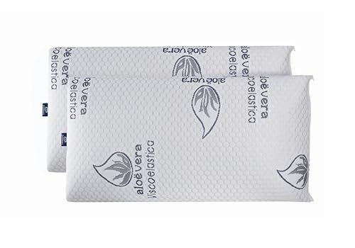 Dormio - almohada viscoelástica con adaptabilidad al cuello, tejido Aloe Vera, termorregulable, blanco, 75 cm (Pack de 2 unidades)