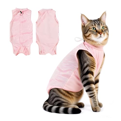 HMCEY Body Post Operatorio Gatto,Tutina Operatoria Gatto,Vestito Chirurgico Gatti,Recovery Gatti Non Leccarsi,Tuta Medica Da Recupero Traspirante,Cat Clothes per Ferite Malattie Della Pelle - S