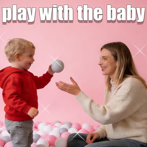 VivaVolt Ball Pit Balls for Toddlers 50 100 200 500-2.2 Inch Safe Phthalate Free BPA Free Balls for Ball Pit, Bright Colors Crush Proof Plastic Balls, Light Gray/Powder Pink/White by VivaVolt Toys - Image 8