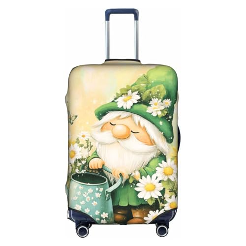 Green Gnome Flowers Luggage Cover Washable Suitcase Cover Anti-Scratch Luggage Protector Covers Elastic Suitcase Identify L fits 25-28 Inch Luggage - Main Image