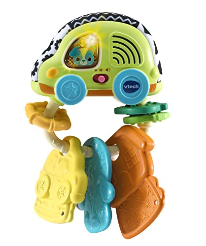 VTech Baby Babys Autoschlüssel – Interaktives Rassel-Spielzeug mit Beißhilfe, das singt und spricht – Zu 45 Prozent aus Bio-basiertem Kunststoff – Für Kinder von 3-24 Monaten