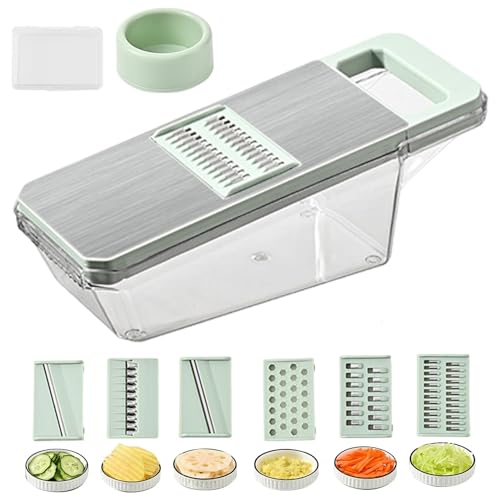 Picador de verduras – Cortador de verduras manual | Cortador de cebolla con contenedor | Trituradora de patatas multifuncional | Cortador de queso portátil y cortador de verduras para zanahorias