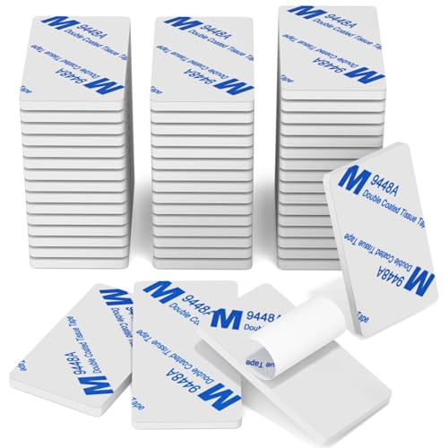 HOMMAND Klebepads Doppelseitig Extra Stark, 50 Stück Schaumstoff Klebepads, Doppelseitiges Klebeband, Wasserfeste Montagepads für Zuhause Büro Auto Schule, Doppelseitige Klebepads Rechteckig, Weiß