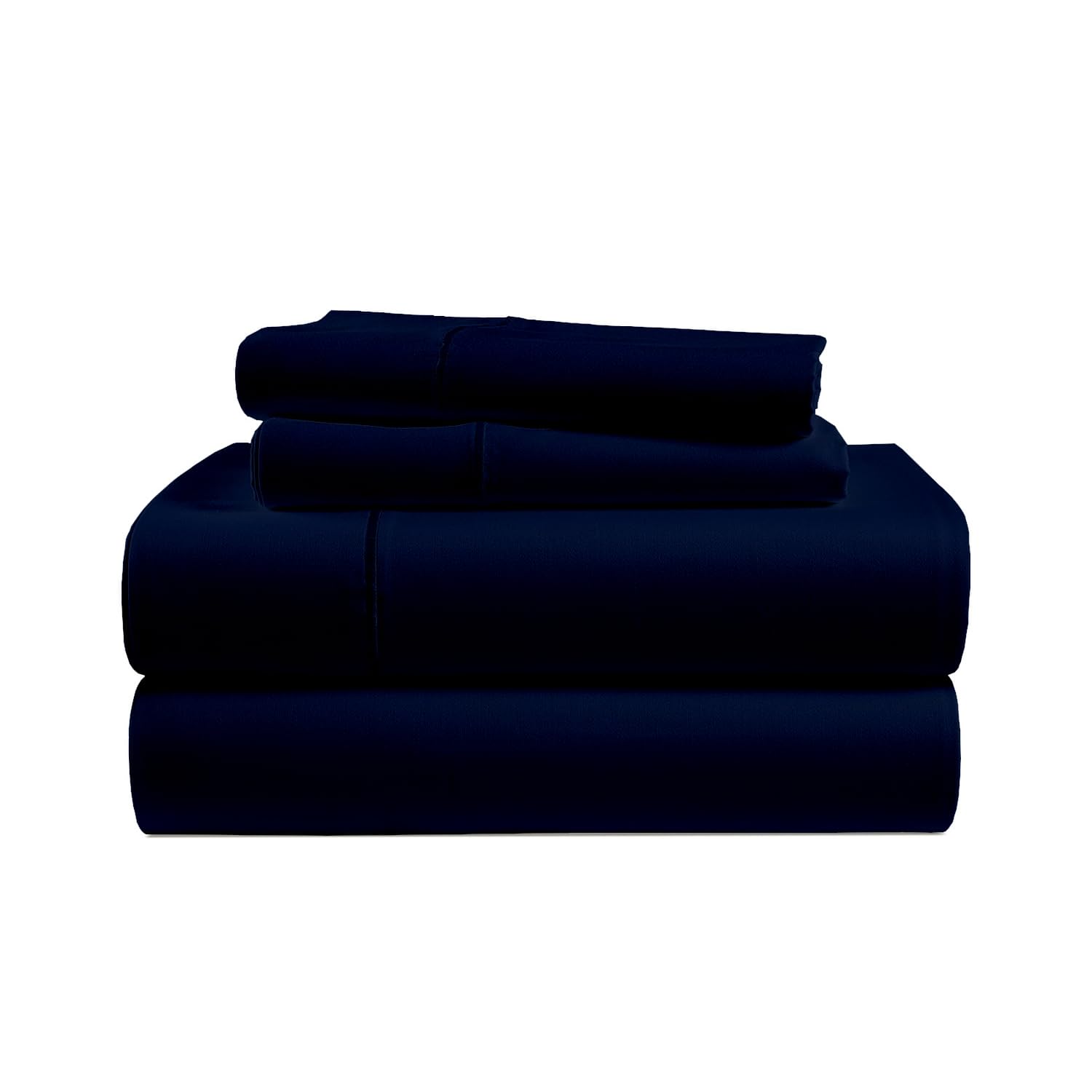Pashmina 3 Piece Bedding Top Sheet Sets -1 Fitted Sheet - 2 Pillowcases- 800 Tc - Deep Pocket Up to 10 Inch Mattress - Long Staple Egyptian Cotton - Extra Soft Cooling Bed Sheets (Emperor- Navy Blue)