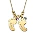 Handmade Baby Feet Engraved Pendant Necklace with Birthstones in Sterling Silver 925 - Personalized Custom Made Mother's Day Christmas Jewelry Gift for Her Mom Grandm (18k Gold Plating)