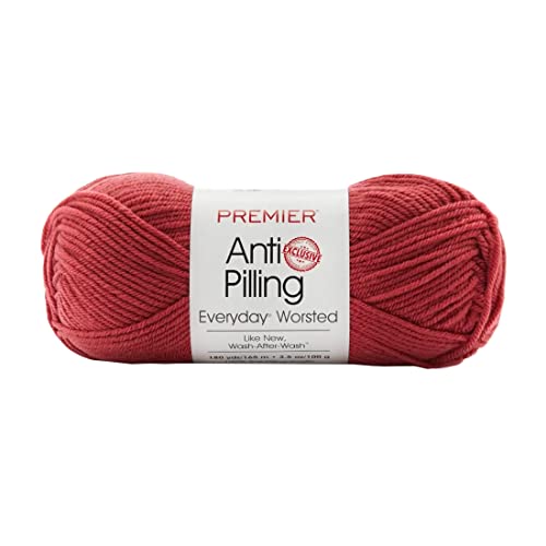 Premier Yarns Anti-Pilling Everyday Worsted Yarn, Soft Acrylic, Ideal for Crocheting and Knitting, Machine Washable, 180 Yards, Rosewood